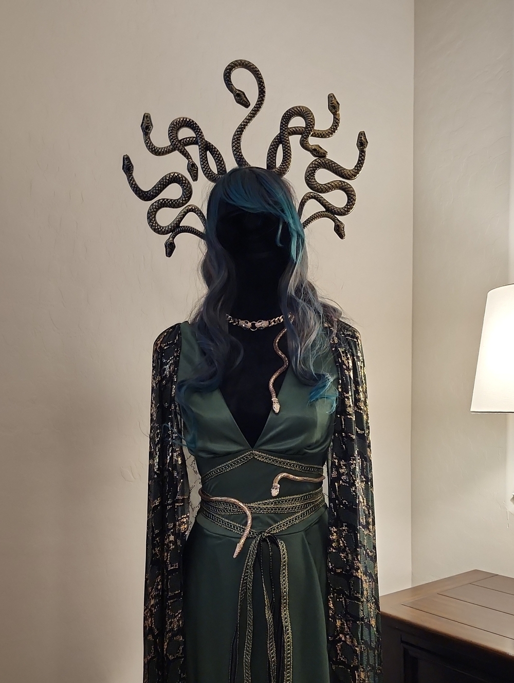 California Costumes Green and Black Medusa Headpiece with Snake Jewelry